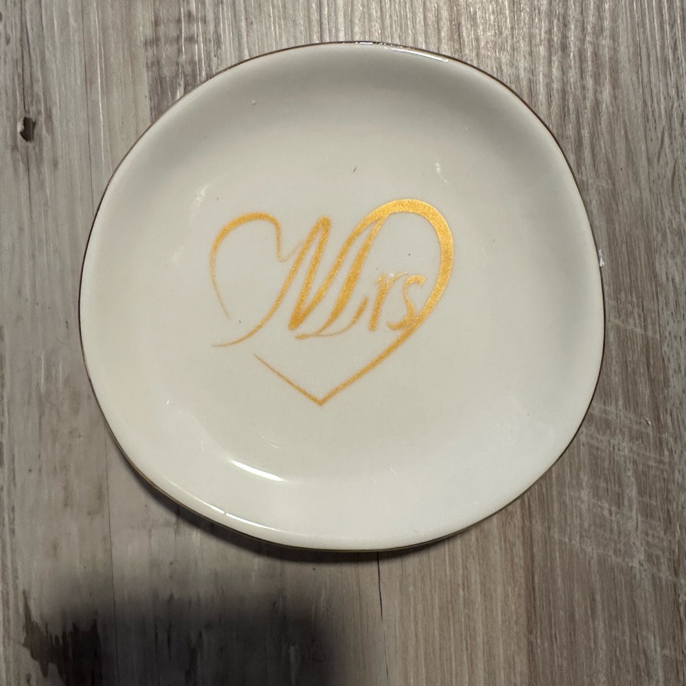 Gold Heart Mrs Ring Dish